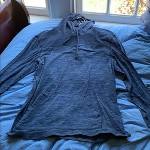 Blue heather long sleeve hooded shirt